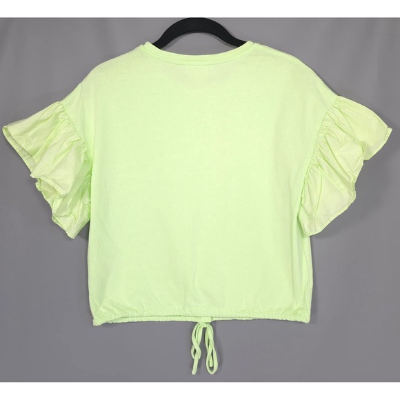 Anthropologie Maeve Top Size XS English Factory Ruffled‎ Drop Shoulder Lime - Picture 11 of 13